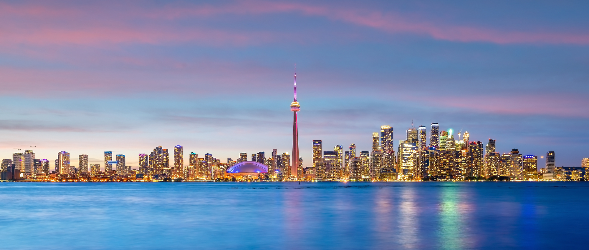 Toronto skyline at dusk